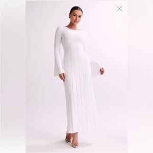 New Meshki Mabel Long Sleeve Knit Maxi Dress white size small